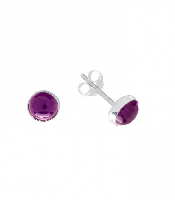 Boucles d'oreilles Argent Pierre 7mm. Prix paire