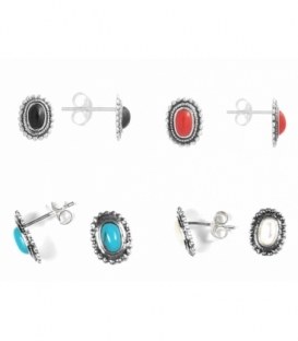 Boucles d'oreilles Argent Email 10mm. Prix paire