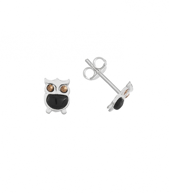 Boucles d'oreilles Argent Hibou Pierre Prix Paire