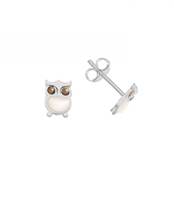 Boucles d'oreilles Argent Hibou Pierre Prix Paire