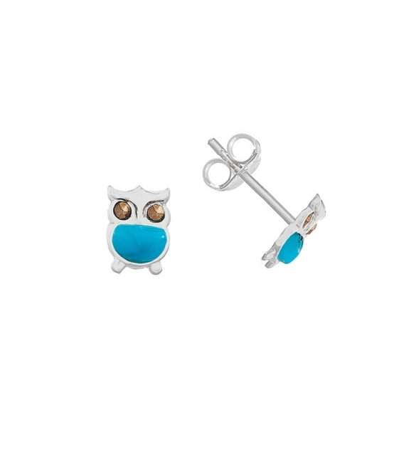 Boucles d'oreilles Argent Hibou Pierre Prix Paire