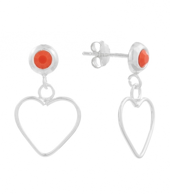 Boucles d'oreilles Argent Coeur Email