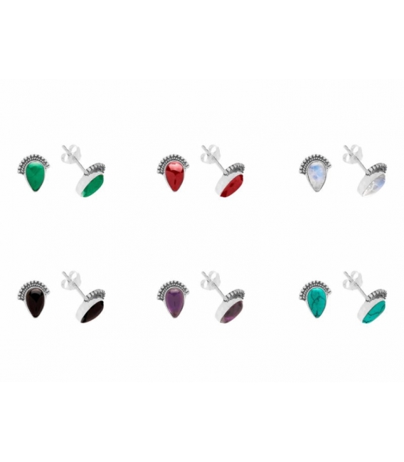 Boucles d'oreilles Argent Pierre 9X11mm. Prix paire