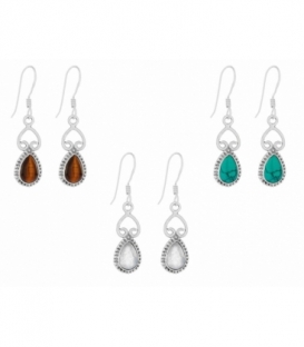 Boucles d'oreilles Argent Pierre 2,20cm. Prix paire