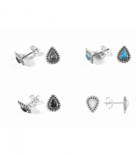 Boucles d'oreilles Argent Email 10mm. Prix paire