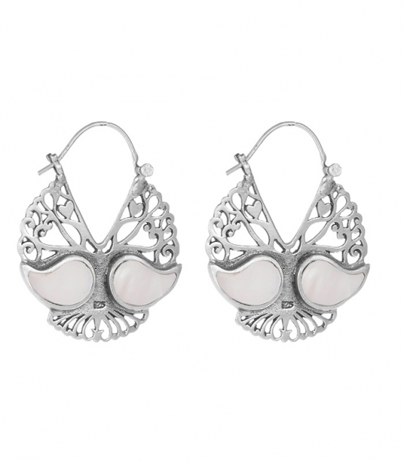 Boucles d'oreilles Argent Filigrane Pierre Ø23mm Prix Paire