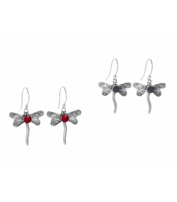 Boucles d'oreilles Argent Libellule Pierre 20mm Prix Paire