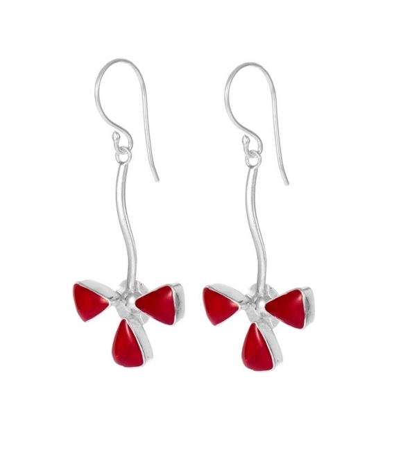 Boucles d'oreilles Argent Pierre 30mm. Prix paire