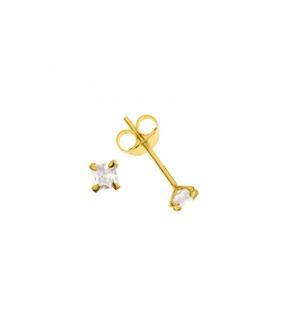 Boucles d’oreilles Argent Zirconium Carré Serties Plaqué Or. Prix pair