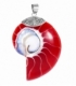 Pendentif Argent Coquillage Nautilus Rouge 53mm