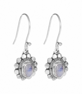 Boucles d'oreilles Vieil Argent Pierre de Lune Prix Paire