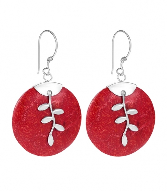 Boucle d'oreille Argent Cercle Corail Prix Paire