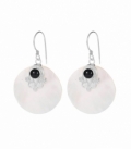 Boucle d'oreille Argent Cercle Nacre Onyx Prix Paire