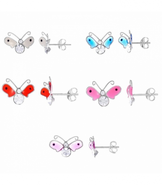 Boucles d'oreilles Argent Papillon d'émail Prix Paire