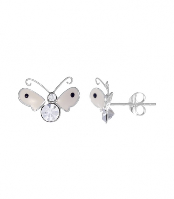 Boucles d'oreilles Argent Papillon d'émail Prix Paire