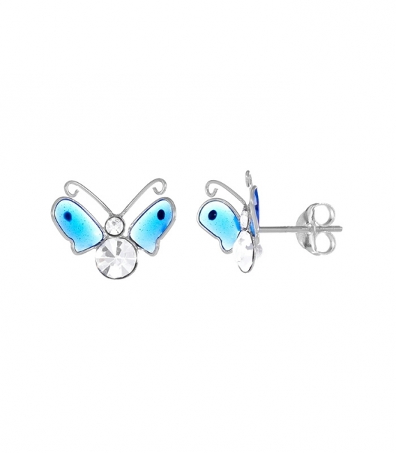 Boucles d'oreilles Argent Papillon d'émail Prix Paire