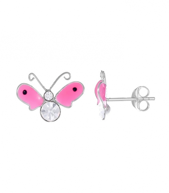 Boucles d'oreilles Argent Papillon d'émail Prix Paire