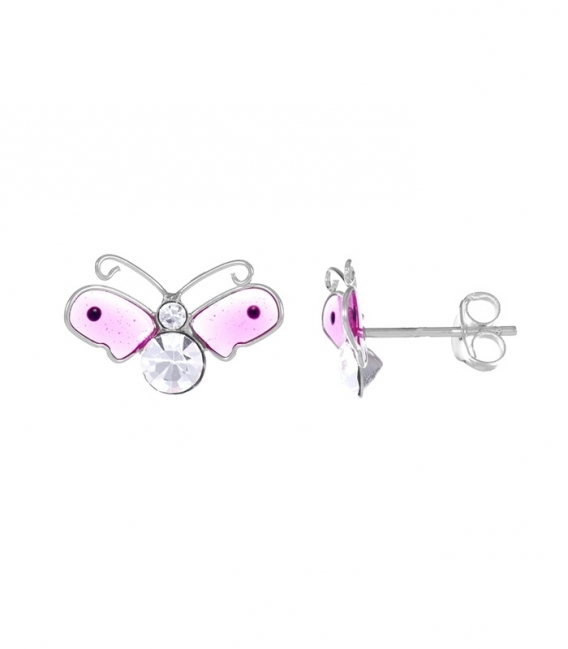 Boucles d'oreilles Argent Papillon d'émail Prix Paire