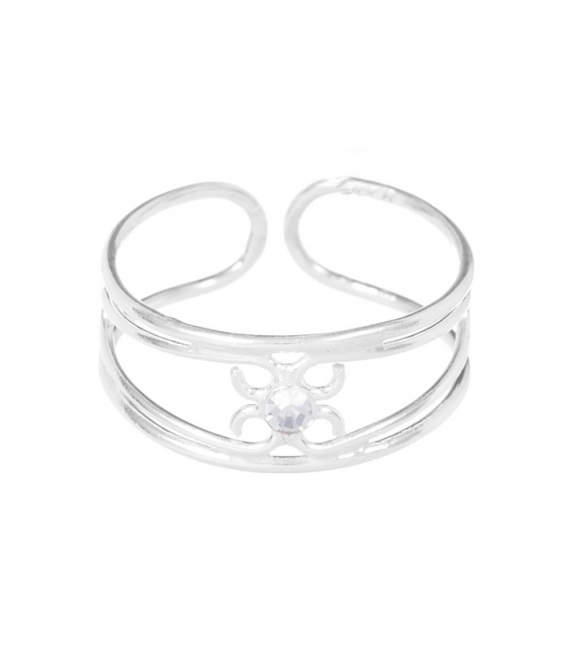 Bague Argent Pied Zirconium