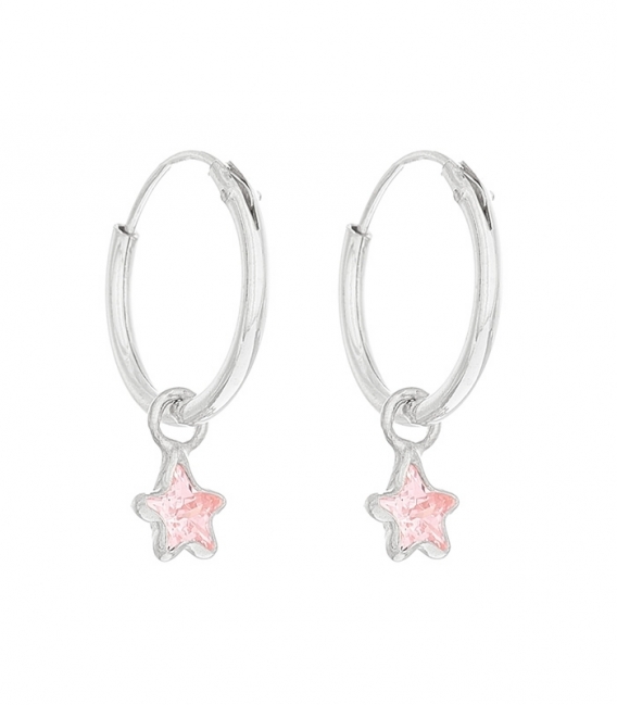 Aro Plata con Estrella Circonita 12mm. Precio par