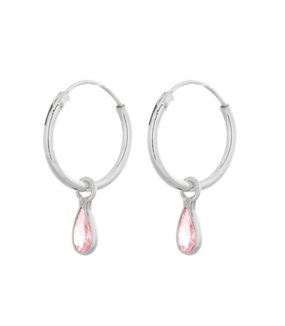 Creoles Argent 12mm Larme Zirconium. Prix paire