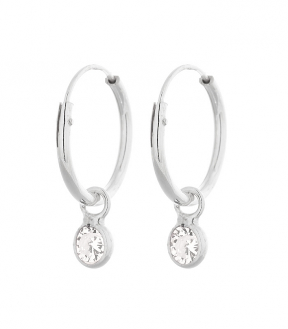 Creoles Argent Zirconium 12mm. Prix paire