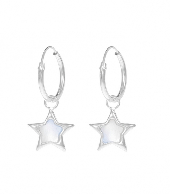 Creoles Argent 12mm Pierre Zirconium. Prix paire