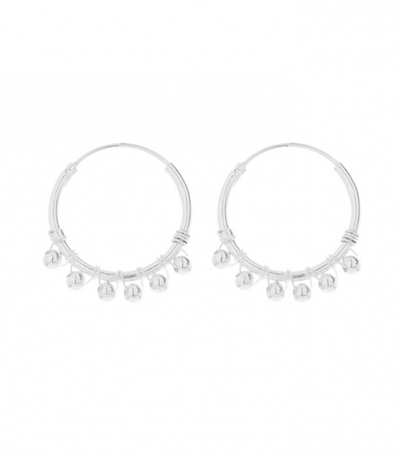 Créoles Argent Boules (2mm). Prix paire