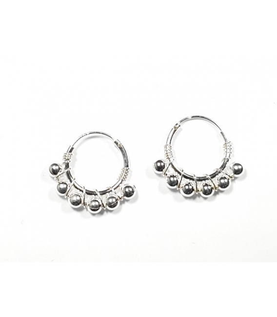 Créoles Argent Boules (3mm). Prix paire