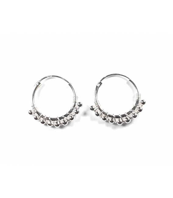 Créoles Argent Boules (2mm). Prix paire