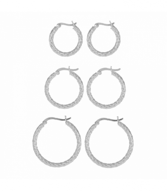 Créoles Argent Sculpté 3mm Prix Paire