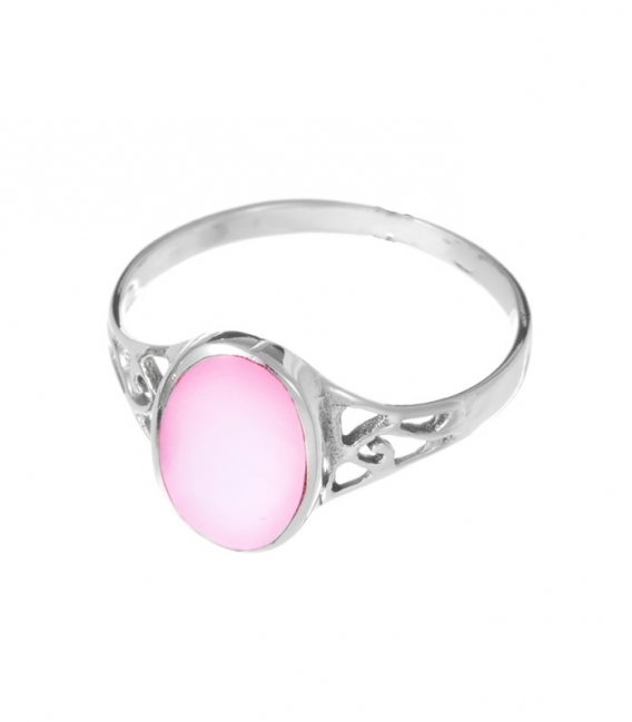 Bague Argent Nacre Rose 11 X 8mm