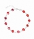 Pulsera Plata Ojo Turco Rojo 17+3cm