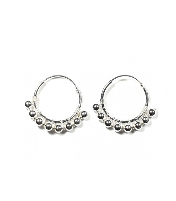 Créoles Argent Boules (3mm). Prix paire