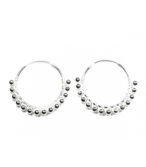 Créoles Argent Boules (3mm). Prix paire