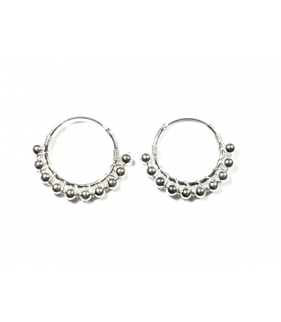 Créoles Argent Boules (2mm). Prix paire