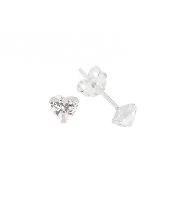 Pendiente Plata Circonita Corazon 3mm. Precio par