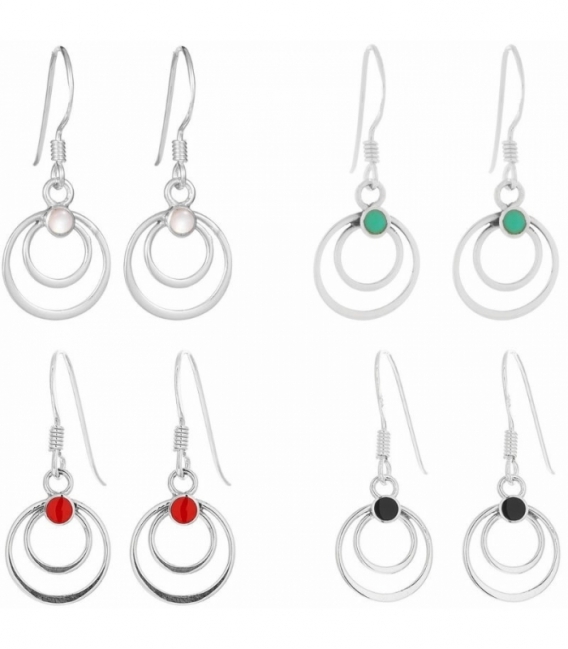 Boucles Argent d'oreilles Pierre Cercles 11mm