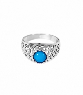 Bague Argent Chevaliere Turquoise 12.5mm