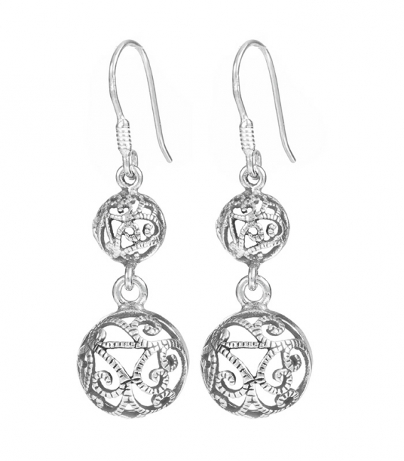 Boucles d'oreilles Argent Vielli Demi-Ballon Prix paire