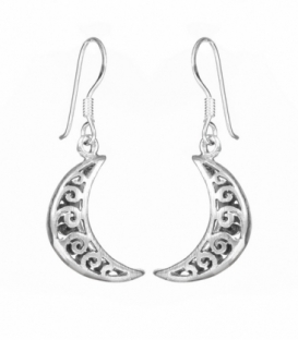 Boucles d'oreilles Lune Argent Vielli Prix Paire