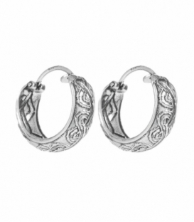 Créoles Argent Bali Demi-rondes 15 X 3.5mm Prix Paire