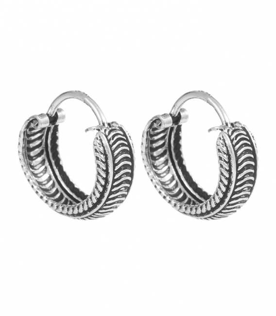 Créoles Argent Bali Demi-rondes 12 X4.5mm Prix Paire