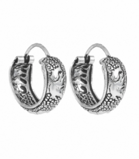 Créoles Argent Bali Demi-rondes 13 X 5mm Prix Paire