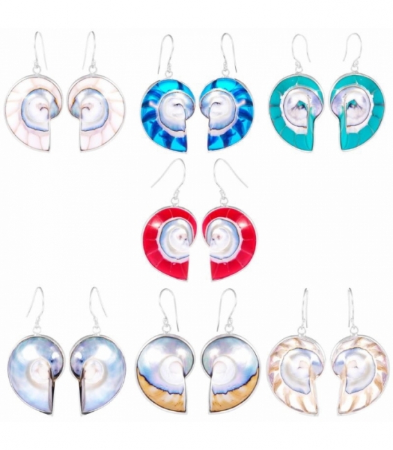 Boucles d'oreilles Argent Nautilus 29mm Prix Paire