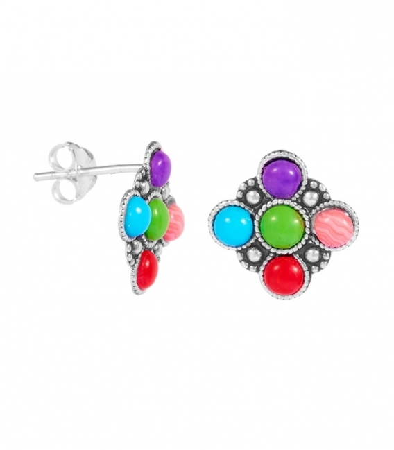 Boucles d'oreilles Argent Multi Stone Prix Paire