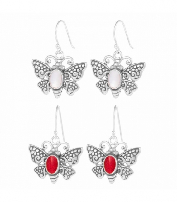 Boucles d'oreilles Argent Papillon Minéraux Prix Paire