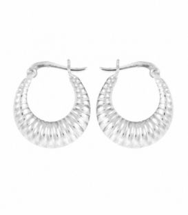 Créoles Argent Rainures 22mm Prix Paire