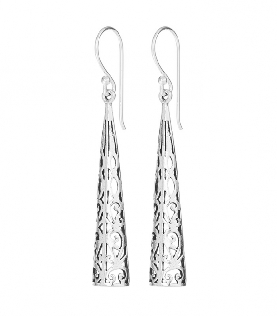 Boucles d'oreilles Argent Filigrane Cône 40mm Prix Paire