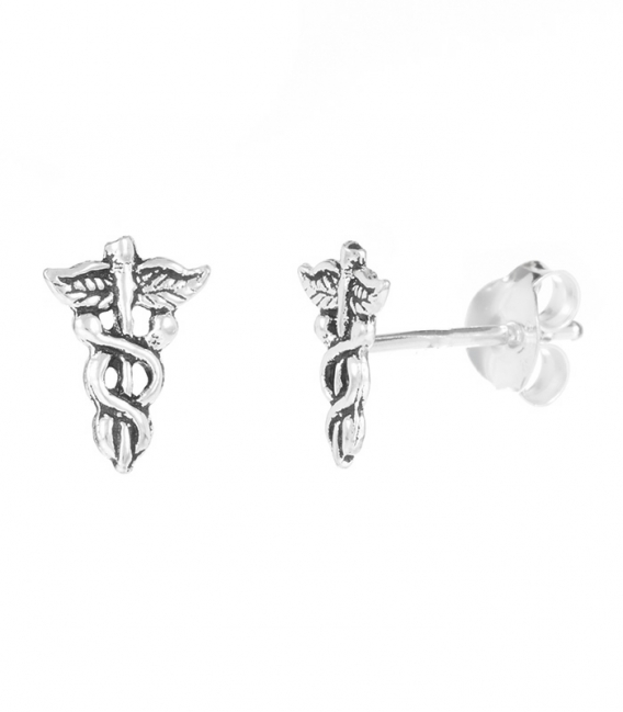 Boucles d'oreilles Argent Caducée Prix Paire